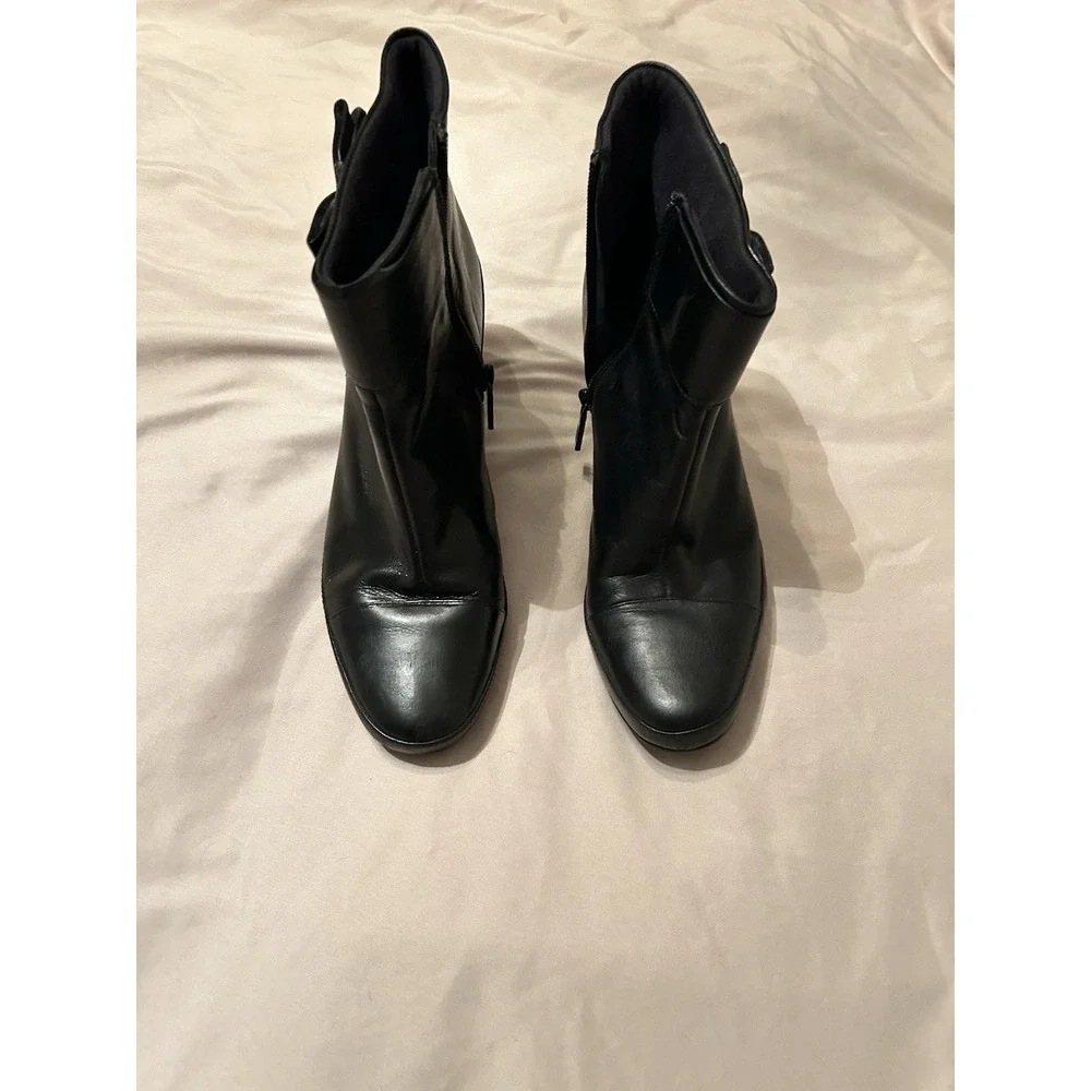 Clarks Artisan‎ 10 Boots Booties Leather Upper Active Air Heel Zipper Bow Goth